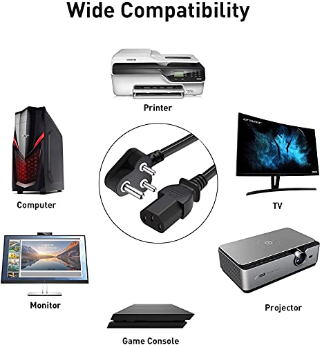 Image of Ganix Computer Power Cable Cord for Desktops PC and Printers /Monitor SMPS IEC Mains Black (5M)