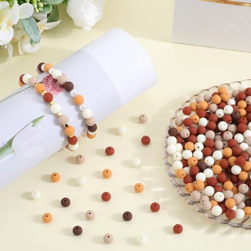 SOFPLATE 1 Box 500Pcs Frosted Acrylic Beads 8mm Matte Plastic Beads Bulk Mix Colors Coconut Brown Pastel Matte Balls Round Loose Bead for Bracelet Necklace jewellery Making Kit Keychain DIY Supplies - Image 4