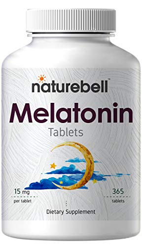 Advanced Sleep Melatonin Tablets, 15 mg Per Serving, 365 Tablets, Promotes Quality Sleep with 1-Year Supply, Premium Melatonin Sleep Aid, Supports Nighttime Sleep Aid and Relaxation, Non-GMO