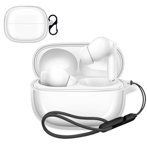 For Redmi Buds 8 Pro �p �P�[�X �J�o�[ �yNOUKAJU�z ���C�����X �C���[�z�� TPU �ی�P�[�X �i�J���r�i�t��+�X�g���b�v�t�� �j �����h�~ �L�Y�h�~ �ϏՌ� �����[�d�\ �h�� �h�o (�N���A)