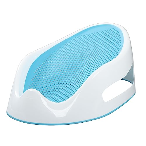 Image of Baby Bath Support, TPE Soft Silicone Infant Bath Tub Lying Support Bracket Safe and Comfortable, Baby Bath Tub Ideal for 0 to 6 Months Newborn, Easy to Store (Light Blue)