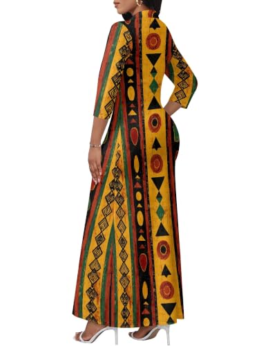 Image of PinkPatty Women's Casual 3 /4 Sleeve Polo V Neck Bodycon Maxi Dress