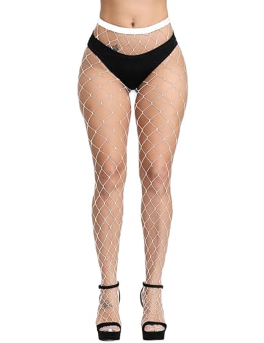 Image of Fishnet Stockings For Women High Waisted Fishnet Tights Sexy Wide Mesh Fishnet Stockings