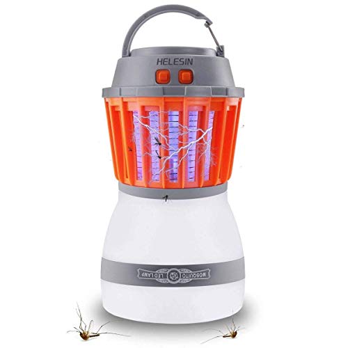 Preisvergleich Produktbild Helesin Insektenvernichter Campinglampe, 2 in 1 Camping Laterne Zeltlampe Mückenkiller Insekten Zapper Laterne, Tragbar USB Wiederaufladbar Wasserdicht für Innen und Außen, Hause und Reisen