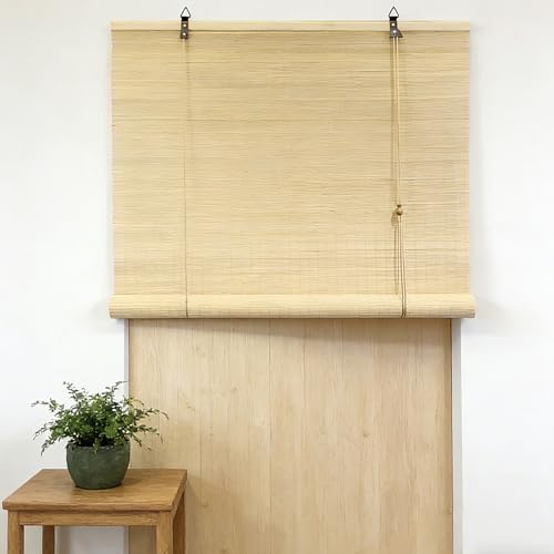 Estores de Bambú Natural 68 x 115 cm para Dar Sombra Protección Solar O Escurecer Persiana Bambú Exterior para Puertas y Ventanas Personalizable, A
