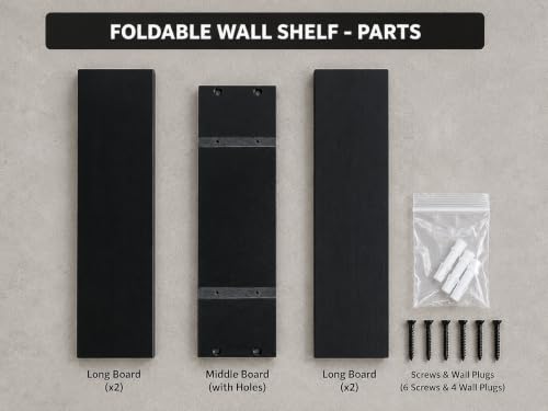 Image of Wooden Floating Wall Shelf for Living Room Bedroom, Office & Home Decor MDF Engineered Wood Storage Shelf (Black)