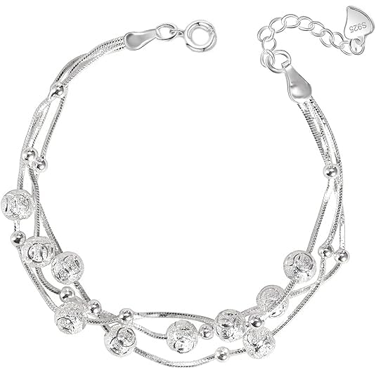 Reviews de Pulseras de Dama que Puedes Comprar On-line. 48 Pulsera de Plata 925 para Mujer, Bracelete Ajustable a 18CM, Aniversario Día de San Valentín, Día de La Madre de Regalo Para La Esposa, Madre, Amigo