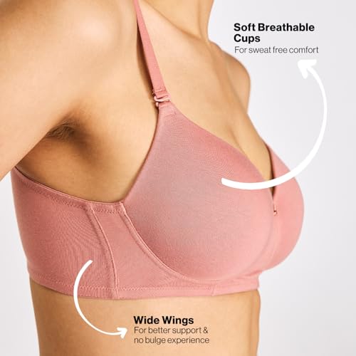 Image of NYKD NYB198 Cotton Lightly Padded Non Wired 3 /4th Coverage T-Shirt Bra Multiway Detachable Straps Invisible Under Clothes