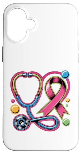ピンク 聴診器 看護師 医療 乳がん啓発 女性 スマホケース iPhone 16 Plus 用