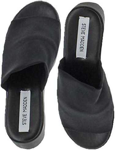 Steve Madden Women's SLINKY30 Wedge Sandal, Black, 9 | Image 2