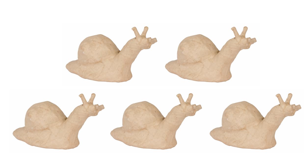 Décopatch AP198Cpack - Un Lot de 5 Supports à décorer en Papier pulpé brun 11,5x4,8x6cm, Escargot