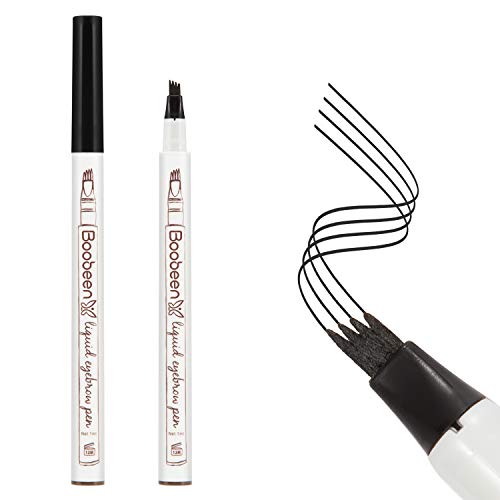 Boobeen Eyebrow Tattoo Pen - Microblading Waterproof Liquid Eyebrow Pencil with Tilted Four-pronged Pen Head Design - Creates Natural Looking Brows Effortlessly and Stays on All Day