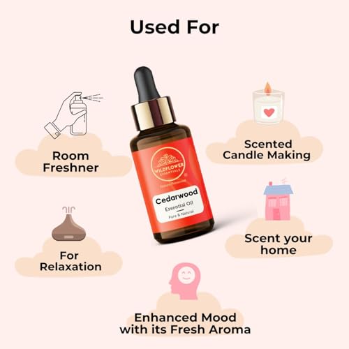Image of Cedarwood Essential Oil for Hair Skin & Diffuser - Cedarwood Oil for Hair Aromatherapy, DIY Soap Making Scents 15ml (0.5 oz)