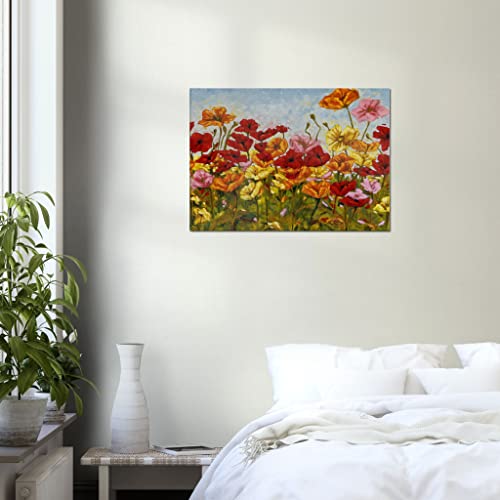 Art mural floral pour mur vide : habillez votre pièce avec ce champ de fleurs 50x70