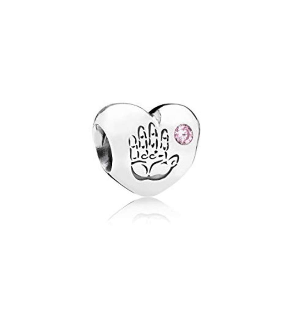 Abalorio de corazón en plata de ley con huella grabada para pulsera 3