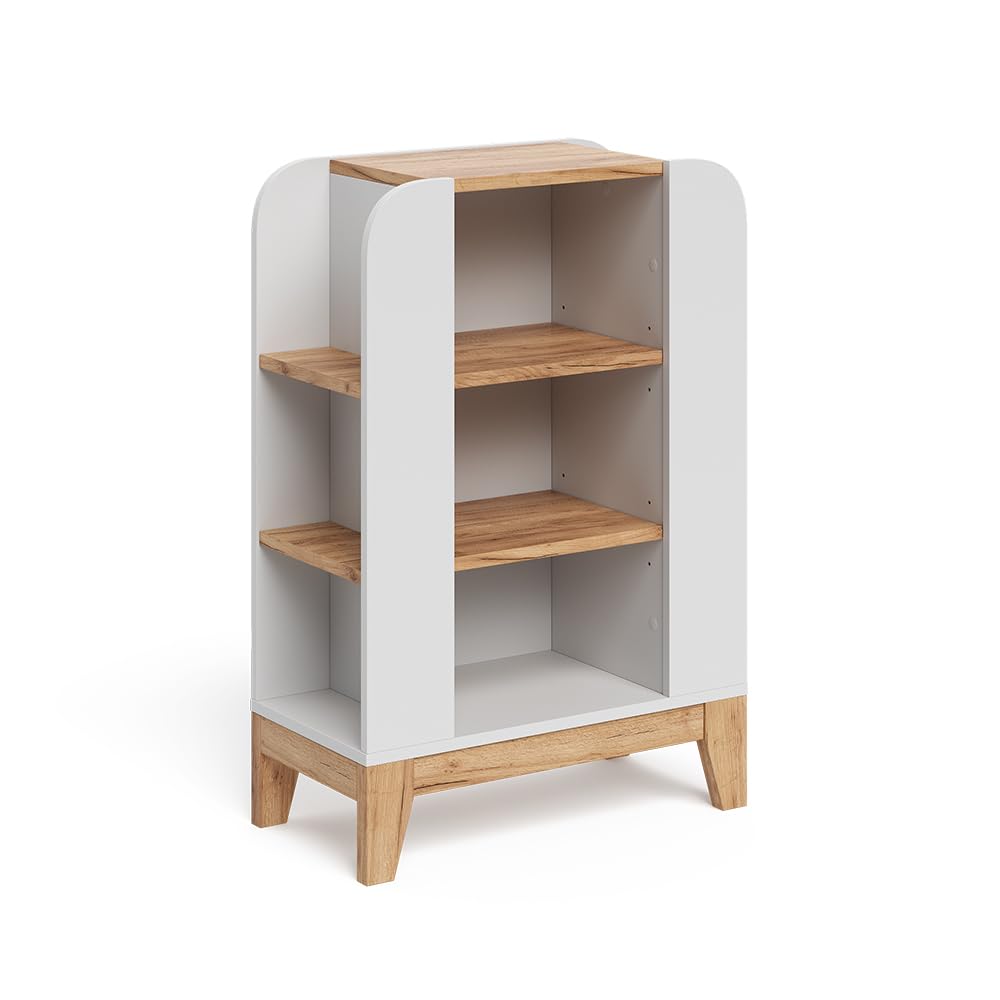 VitaliSpa Estantería Infantil Malia, Blanco/Artesano, 60 x 88 cm con 9 Compartimentos, con estantes Ajustables en Altura y Espacio de Almacenamiento Abierto
