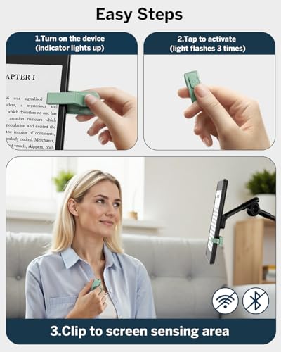 Image of Case-Friendly Page Turner Ring for Kindle Paperwhite Oasis Kobo eReaders | Camera Camcorder Remote Controls, Page Turner Clicker for iPhone ipad Tablets with Storage Bag Green