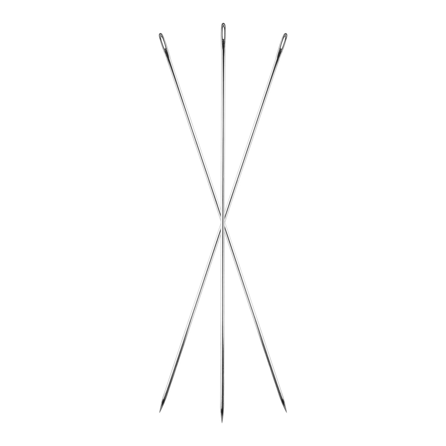 Lotsdonxia Silver 3 Pcs Extra Large Hand Sewing Needles Metal Upholstery Needles For Leather Canvas Heavy Fabrics Hard Work And Crafting Projects (30Cm)