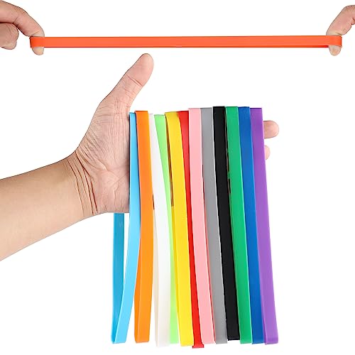 Amaxiu Large Silicone Stretchable Bands - 12 Pack Colorful 20 cm Jumbo Bands (Stretches to 40 cm) for Books, Trash Can, Cords & Boxes