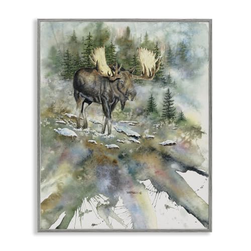 Moose Stepping Rustic Wildlife, 11 x 14 Inch Framed Giclée Print