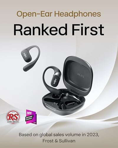 SHOKZ OpenFit 2 Open-Ear Headphones,True Wireless Bluetooth Earphones with Microphone,Earhook Earbuds with 48 Hours of Playtime,Fast Charging,IP55 Water-Resistant,with Carrying Bag,Black,Bluetooth5.4 - Image 3