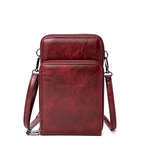 Image of myfriday Small Cell Phone Crossbody Bag, Multi-pocket & 6 Card Slots | 6 card slots, multi-pocket zipper layout and soft synthetic leather keep phone, lipstick, coins and keys ready outdoors