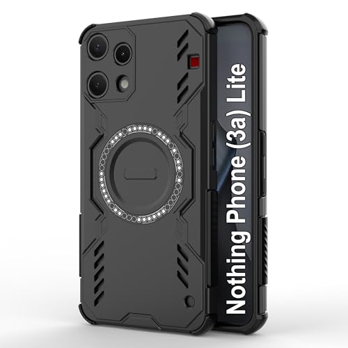 Image of Zapcase Back Case Cover for Nothing Phone 3a Lite | Magnetic Case with Built-in Metal Ring | Supports MagSafe Charger, Wallet & Car Mount | Shockproof Hybrid PC + TPU | Black
