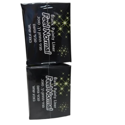 Feel Normal Disposable Black Panty Liners for Women 36 pcs with Protective Layer for Extra Protection Against Leaks. Pack of 2
