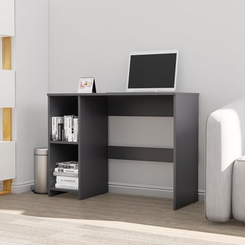 Image of Bniture Wooden Study Table for Home | Engineered Wood Study Table with 2 Storage Shelf | Multi Purpose Computer Desk for Writing & Study | Laptop Table for Study Room & Office | Slate Grey