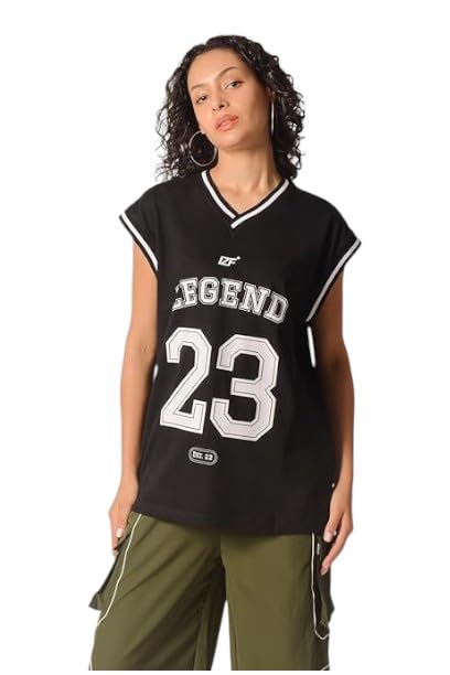 izf Women’s Black Basketball Style Graphic Vest | Oversize Women's Tshirt | Lightweight Quick-Dry Fabric | Trendy Sports Streetwear Vest for Gym, Training & Outdoor Games-picture-38