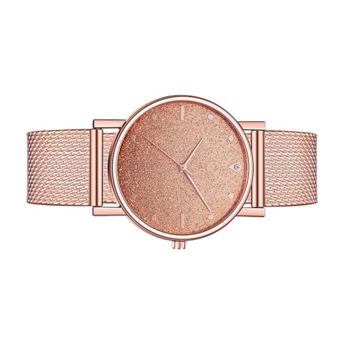 Reloj de – Reloj de Pulsera Impermeable para Mujer, Correa de Malla con Purpurina, Relojes Casuales para el Trabajo, Viajes, Viajes, Negocios, exámenes, Novia, Adolescente, niña, Esposa, Oro Rosa
