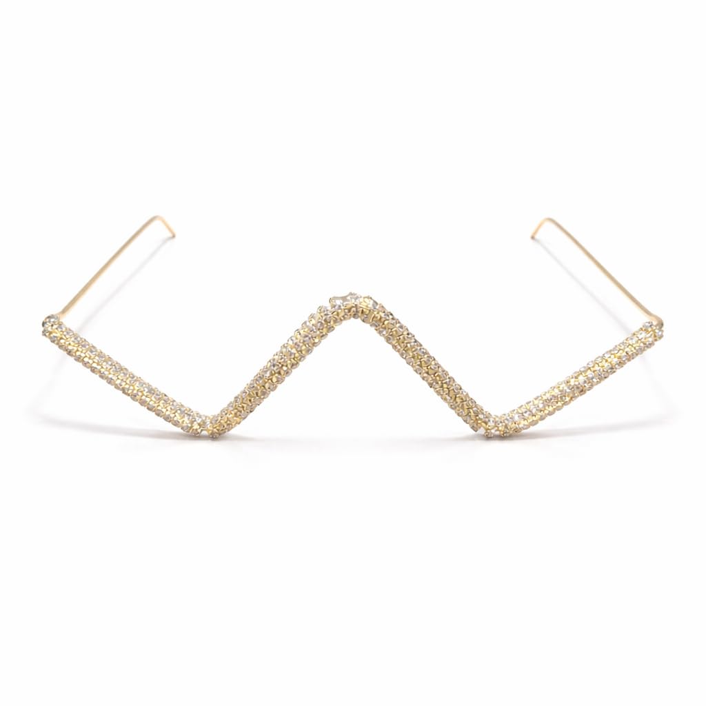 Faceletes Gold Plated CZ Face Jewellery for Women Girls Beads Eyewear Style Party Festive Elegant Trendy Stylish Jewellery (Zig Zag Sparkle)-image-22