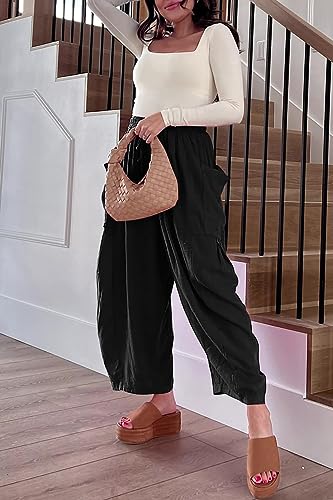 YOCUR Women Summer Beach Vacation Pants High Waisted Wide Leg Pants Printed Loose Flowy Casual Palazzo Lounge Trousers2