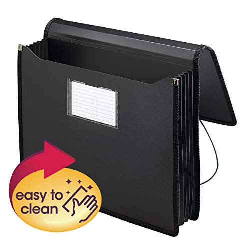 Smead Poly Premium Expanding File Wallet With Closure, 5-1/4" Expansion, Letter Size, Black (71500) #TOP1