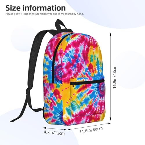 Colorful Rainbow Tie Dye Fashionable Daypack 17 Inches Zippers Backpack Double Shoulder Bag for Women Men2