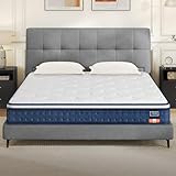 VASAGLE Matelas Double 180 x 200 x 20 cm, Matelas Hybride à Ressorts Ensachés, Mousse à Mémoire de Forme Gel, Soutien Mi Ferme sur 7 Zones, Bords Renforcés, Housse Respirante, Bleu RMZ218QZ02