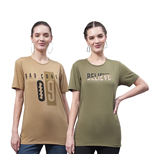 Image of Mack Jonney Regular Fit Women Tshirts(Pack of 2-MACK632444)