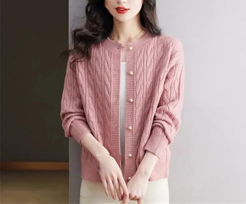 Women's Cotton Cardigan Twist Knit Long Sleeve Sweater Casual Crew Neck Pullover3