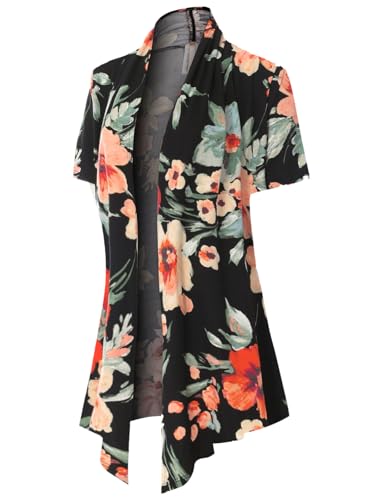 Image of MixMatchy Women's Lightweight Short Sleeve Draped Open Front Cardigan Vest