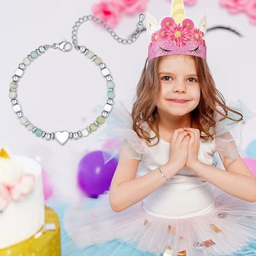 Image of 4-12 Year Old Girl Birthday Gifts, Adjustable Pink White Pearl Beaded Bracelet for Teen Girls, 4-12th Happy Birthday Christmas Graduation Gifts for Daughter Granddaughter Niece
