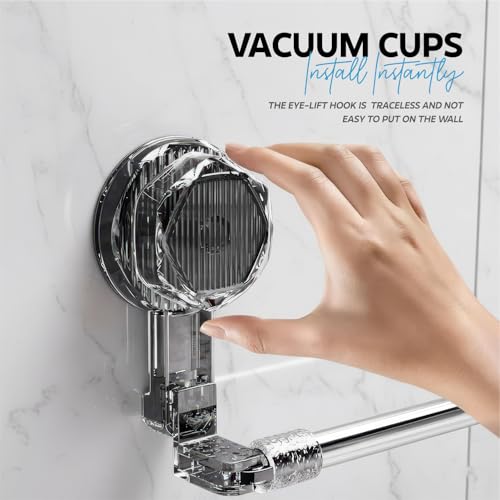 Image of Amazon Basics Suction Adjustable Towel Rod (60-112Cm) | Self Adhesive Wall Mounted Towel Rack for Bathroom | No Drill, Rustproof