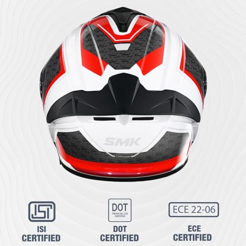 Image of SMK Typhoon RD1 ISI ECE & DOT Certified Full Face Dual Visor Helmet for Men and Women with Pinlock Fitted Clear Visor and Inner Sun Visor ( White - GL136 - M )