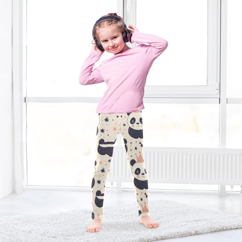 Boccsty Cute Pandas Crown Stars Girls Leggings Kids Yoga Pants Dance Active Tights 4T4