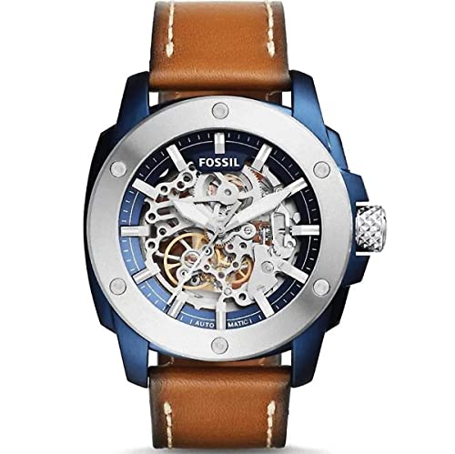 Fossil Men's Automatic Stainless Steel and Leather Casual Watch, Color:Brown (Model: ME3135)