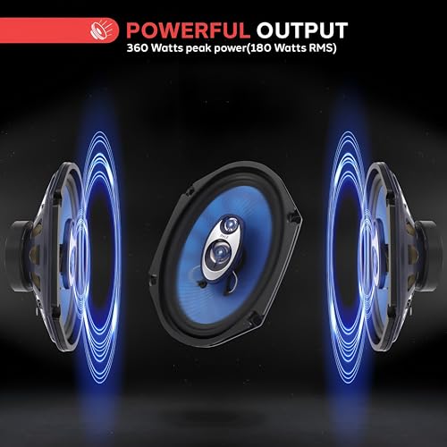 Image of Pyle 6 inch x 9 inch Car Sound Speaker (Pair) - Upgraded Blue Poly Injection Cone 4-Way 400 Watts w / Non-fatiguing Butyl Rubber Surround 50-20Khz Frequency Response 4 Ohm & 1.25 inch ASV Voice Coil PL6984BL Blue