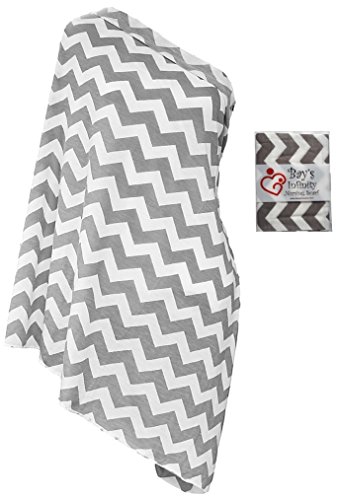 Bay's Infinity Nursing Scarf for Breastfeeding - Double-Sided Grey Chevron Pattern - Incredible Quality, Super Soft