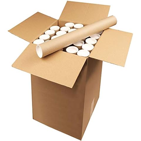Cardboard Postal Tubes + Plastic End Caps Strong A1 625MM X 50mm Diameter - (50 Tubes) Cover