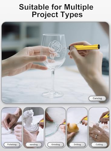Image of Upgraded Electric Engraving Pen, 37 Bits, 3-Speed Adjustable, USB Rechargeable, Cordless Rotary Tool for 50+ Surfaces - Perfect for DIY Crafts & Personalization - Ideal Valentine's Day Gift -Gold