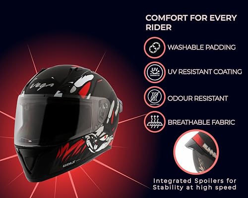 Image of Vega Bolt Bunny Dull Black Red Helmet-L