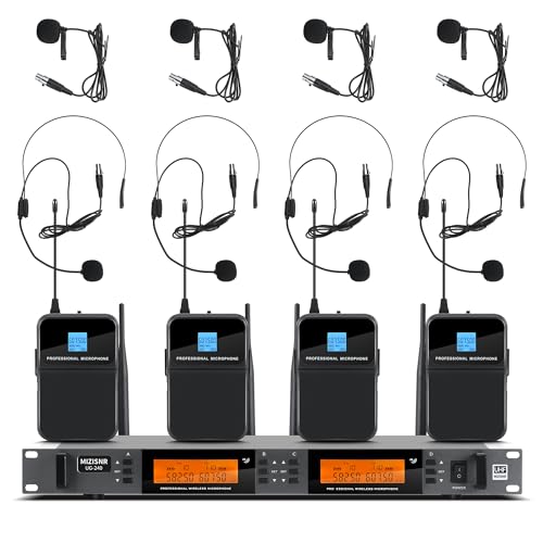MIZISNR 4 Channel Wireless Lapel Microphone System